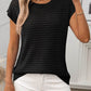Openwork Round Neck Short Sleeve Knit Cover Up - 7 Semicolon Couture