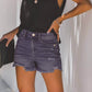 High-Waisted Ripped Stretch Denim Shorts for Summer - 7 Semicolon Couture