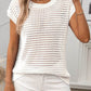 Openwork Round Neck Short Sleeve Knit Cover Up - 7 Semicolon Couture