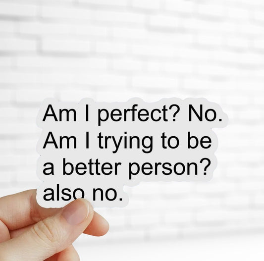 Am I Perfect? Sticker, Funny Stickers, Sarcastic Stickers - 7 Semicolon Couture