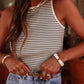 Striped Print Ribbed Knit Sleeveless Top - 7 Semicolon Couture