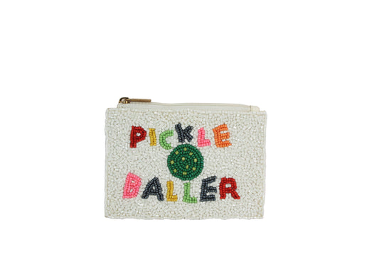 Ladies Beaded PICKLE BALLER Theme Card Holder