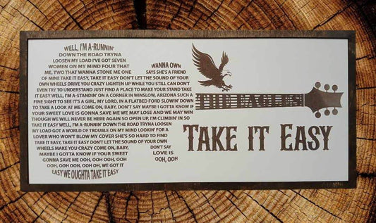The Eagles, Take it easy - Framed song lyrics - 7 Semicolon Couture