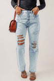 Beau Blue Vintage Acid Wash Distressed Straight Leg Jeans - 7 Semicolon Couture