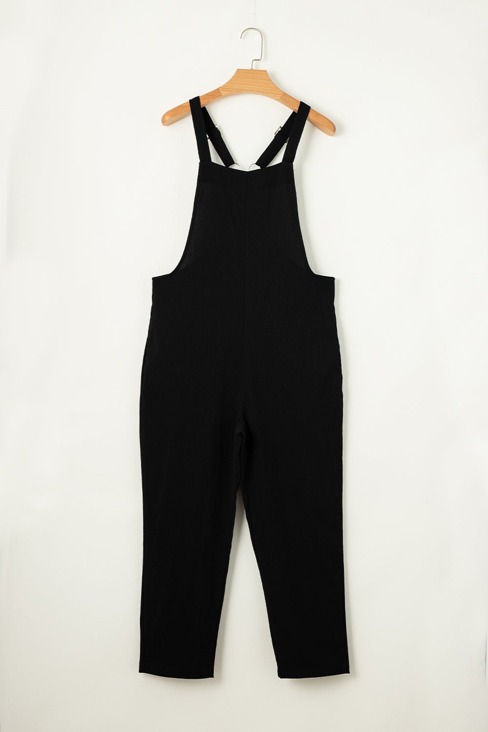 Black Adjustable Buckle Straps Cropped Jumpsuit - 7 Semicolon Couture