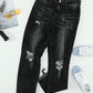 Black Ripped Slim Fit Jeans - 7 Semicolon Couture