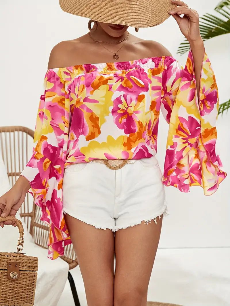 Bright Floral Off the Shoulder - 7 Semicolon Couture