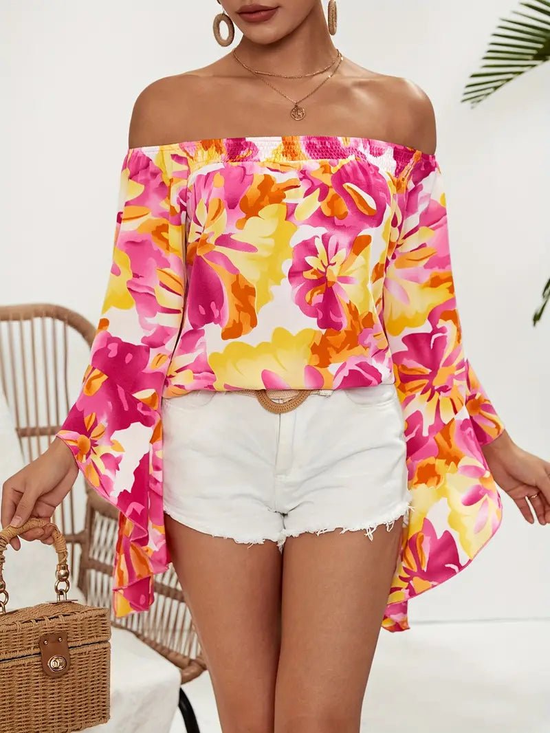 Bright Floral Off the Shoulder - 7 Semicolon Couture