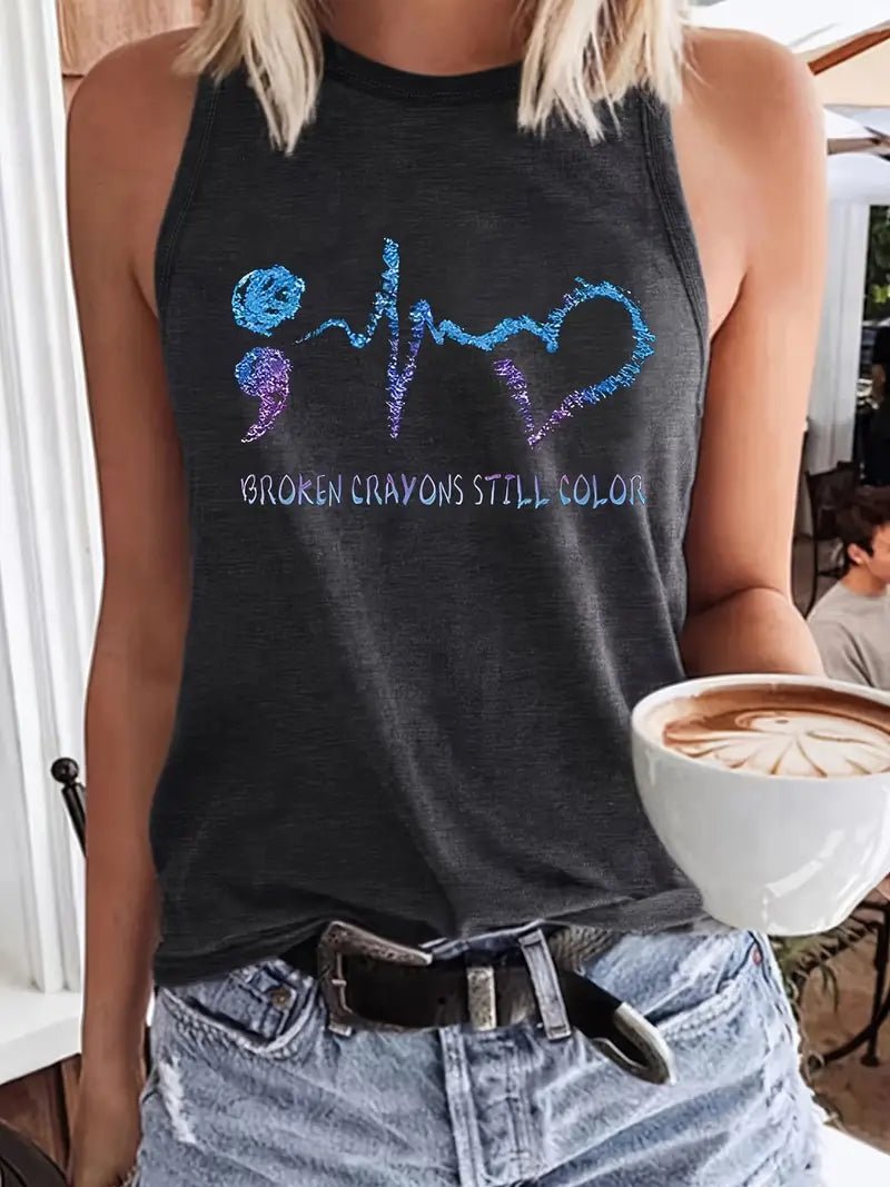 Broken Crayons Sleeveless Shirt - 7 Semicolon Couture