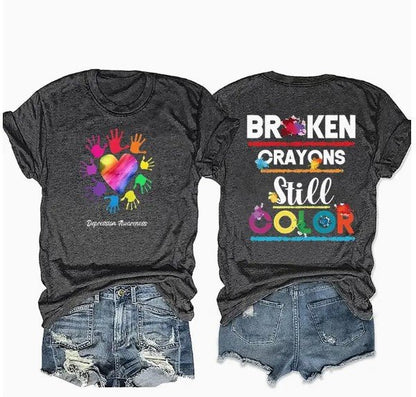 Broken Crayons T-Shirt - 7 Semicolon Couture