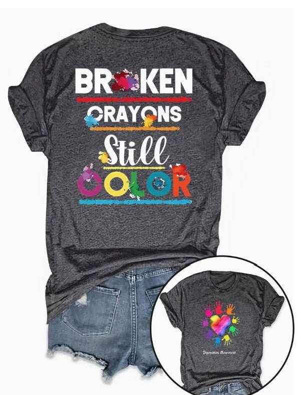 Broken Crayons T-Shirt - 7 Semicolon Couture