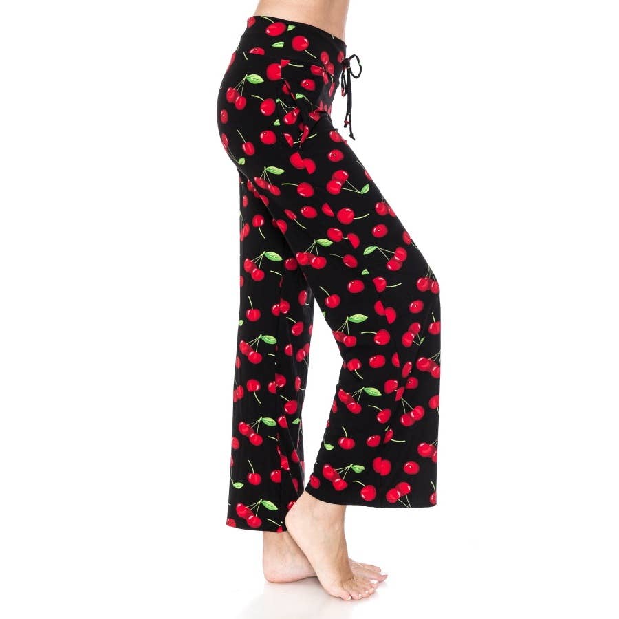 Buttery Soft Print Pajama Pants with Drawstring - 7 Semicolon Couture