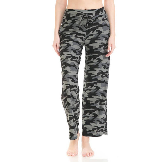 Buttery Soft Print Pajama Pants with Drawstring - Camo - 7 Semicolon Couture