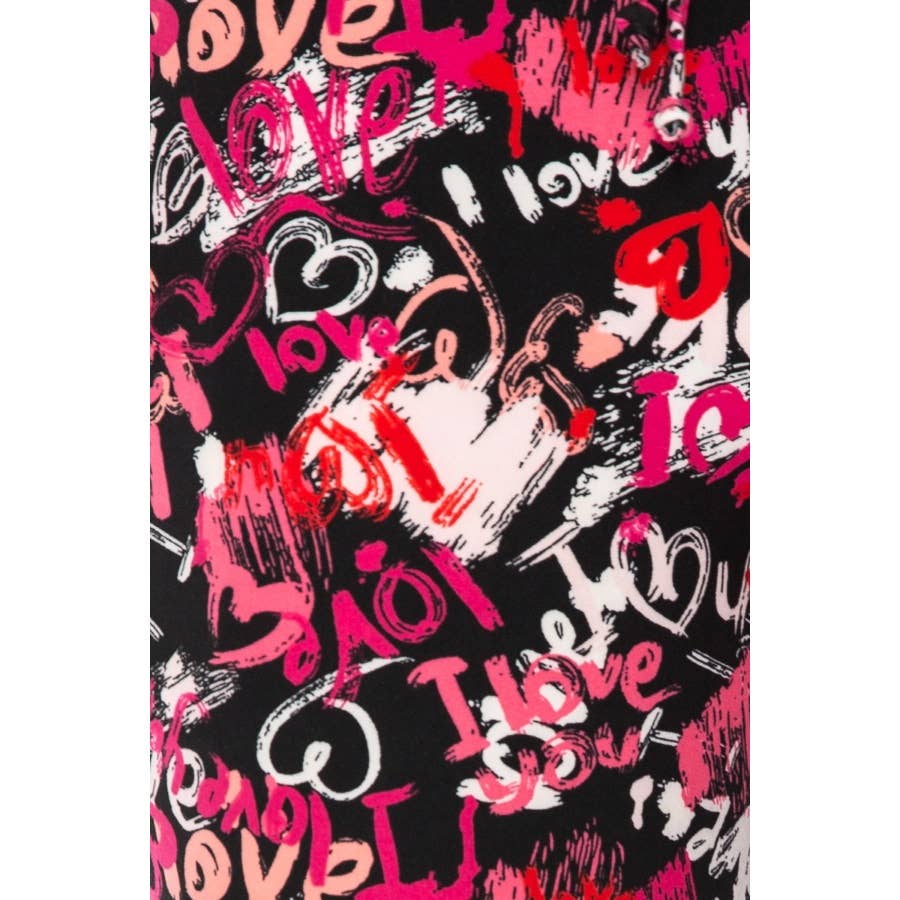 Buttery Soft Print Pajama Pants with Drawstring - Love & Hearts - 7 Semicolon Couture