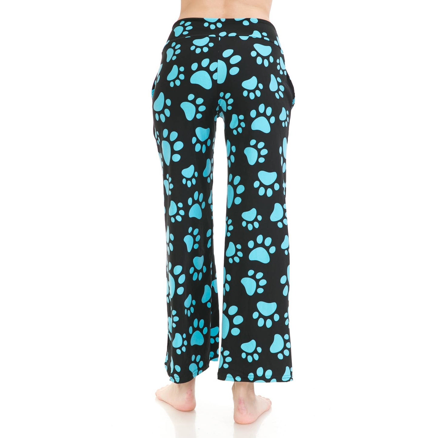 Buttery Soft Print Pajama Pants with Drawstring - Paw Prints - 7 Semicolon Couture