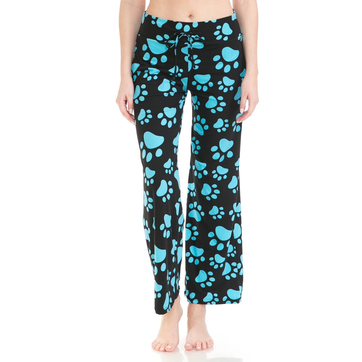 Buttery Soft Print Pajama Pants with Drawstring - Paw Prints - 7 Semicolon Couture