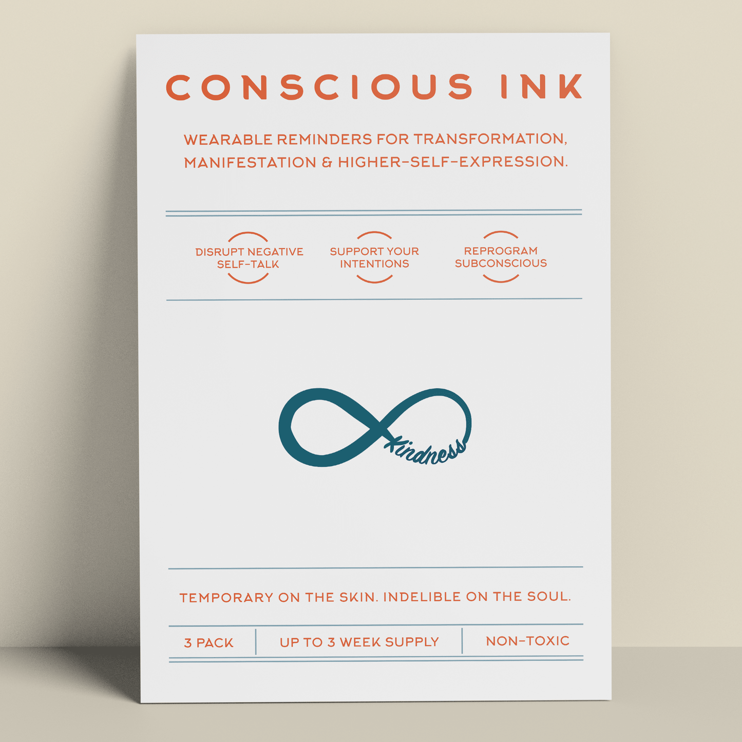 Kindness (Infinity Loop) Temporary Tattoo (pkg/3)