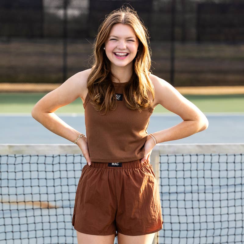 LULU MAC SOLID SHORTS- BROWN