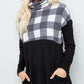 Celeste Full Szie Pocketed Plaid Turtleneck Long Sleeve Blouse - 7 Semicolon Couture