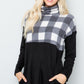 Celeste Full Szie Pocketed Plaid Turtleneck Long Sleeve Blouse - 7 Semicolon Couture