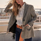 Check - Pattern Oversized Boyfriend Blazer - 7 Semicolon Couture