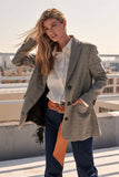 Check - Pattern Oversized Boyfriend Blazer - 7 Semicolon Couture