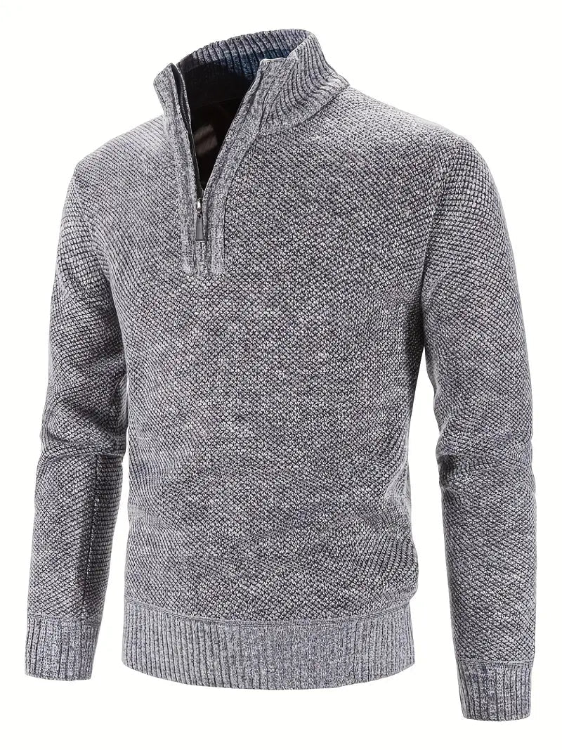 Cozy Herringbone Twill Mid - Stretch Pullover Sweater - 7 Semicolon Couture