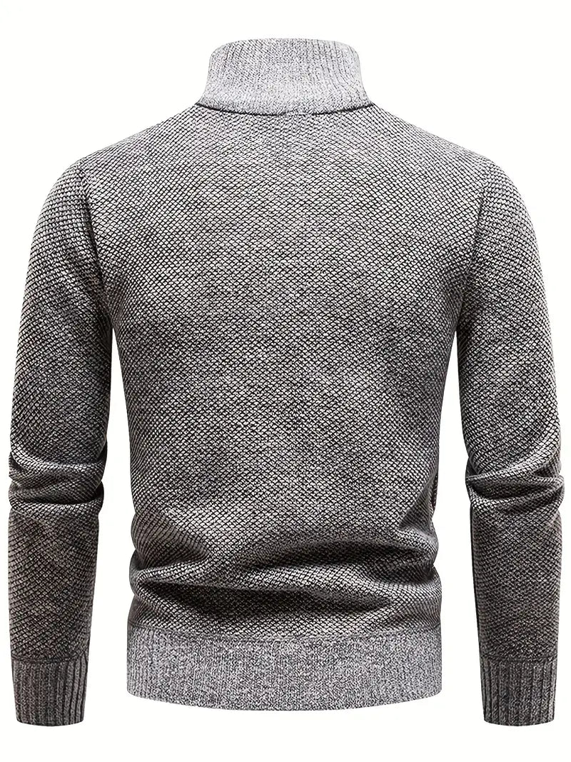 Cozy Herringbone Twill Mid - Stretch Pullover Sweater - 7 Semicolon Couture