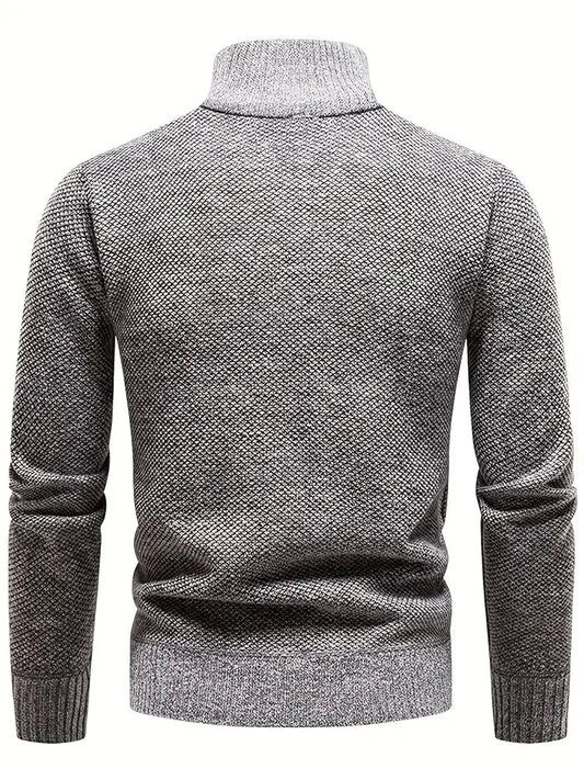 Cozy Herringbone Twill Mid - Stretch Pullover Sweater - 7 Semicolon Couture