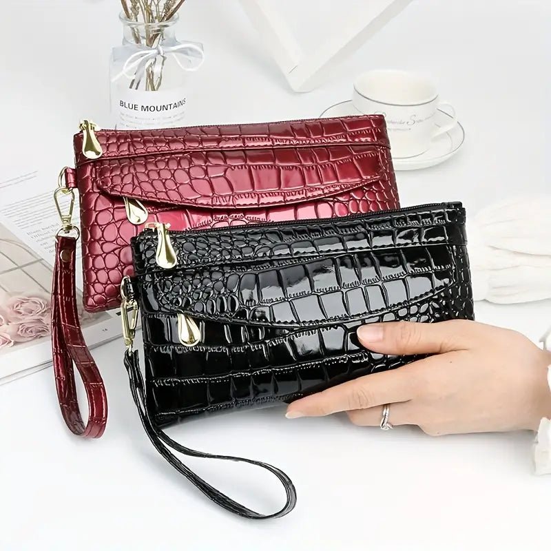 Crocodile Pattern Wristlet Wallet - 7 Semicolon Couture