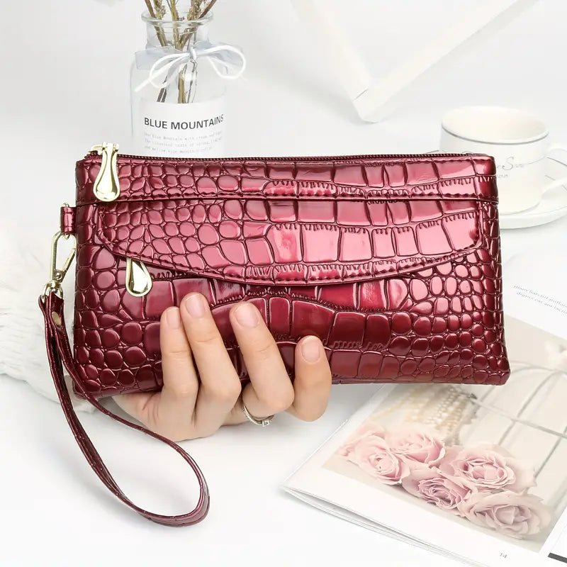 Crocodile Pattern Wristlet Wallet - 7 Semicolon Couture