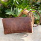 Upcycled LV Cowhide Leather Wristlet Bag Pouch Wallet