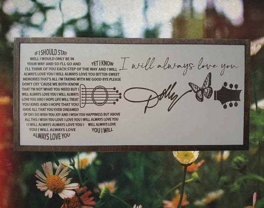 Dolly Parton, I will always love you- Guitar Framed Lyrics - 7 Semicolon Couture