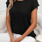 Openwork Round Neck Short Sleeve Knit Cover Up - 7 Semicolon Couture
