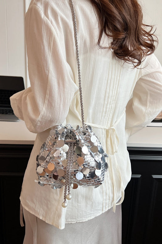 Drawstring Sequin Crossbody Bag - 7 Semicolon Couture