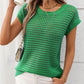 Openwork Round Neck Short Sleeve Knit Cover Up - 7 Semicolon Couture