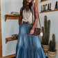 Bohemian Tiered Denim Skirt A-Line