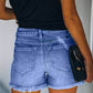 High-Waisted Ripped Stretch Denim Shorts for Summer - 7 Semicolon Couture