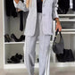 Full Size Contrast Lapel Collar Top and Pants Set - 7 Semicolon Couture