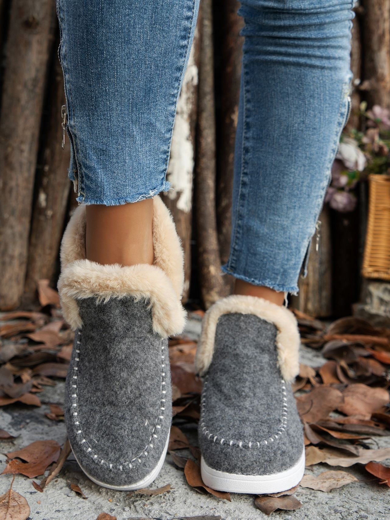 Furry Suede Round Toe Flat Sneakers - 7 Semicolon Couture