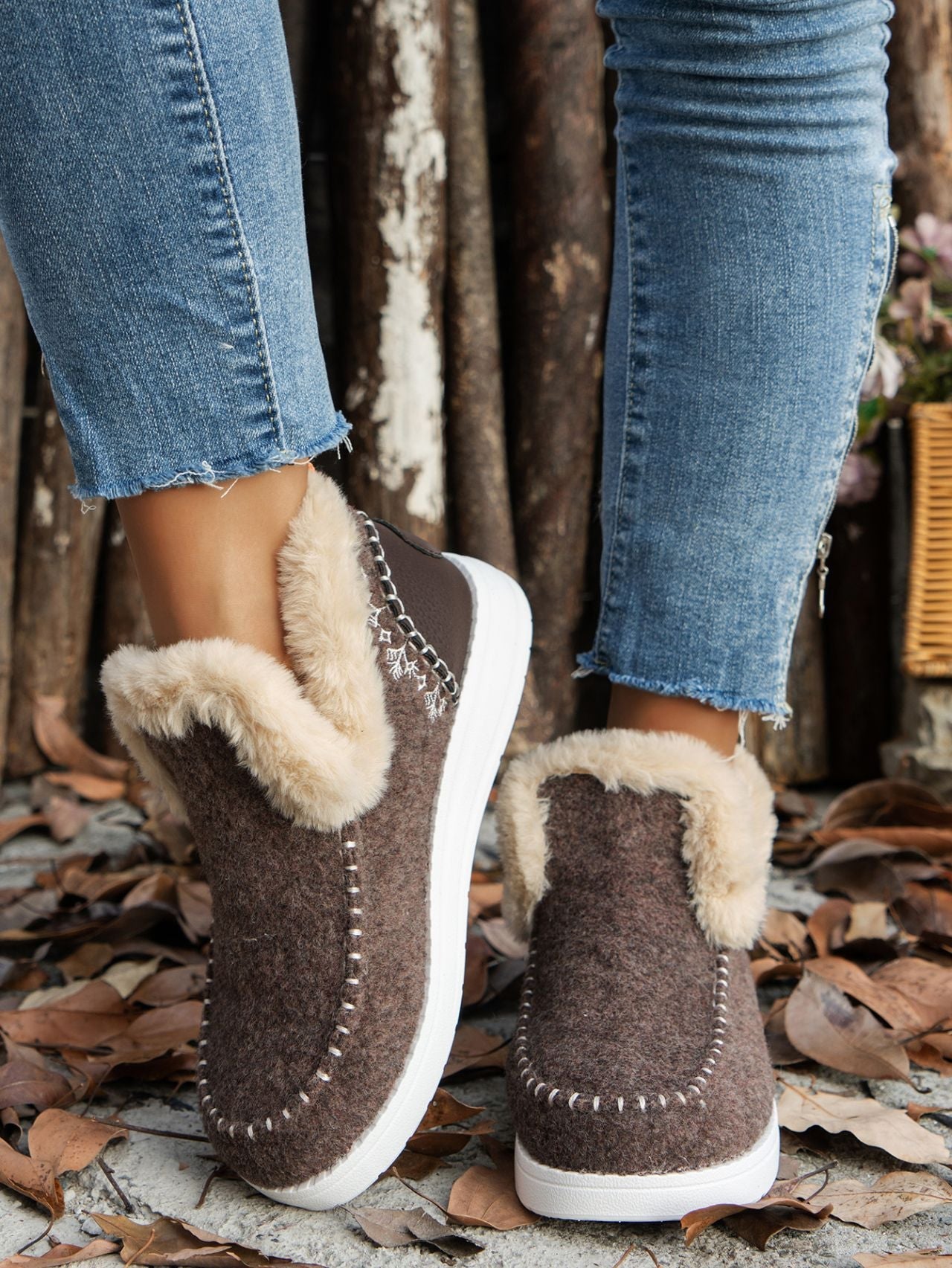 Furry Suede Round Toe Flat Sneakers - 7 Semicolon Couture