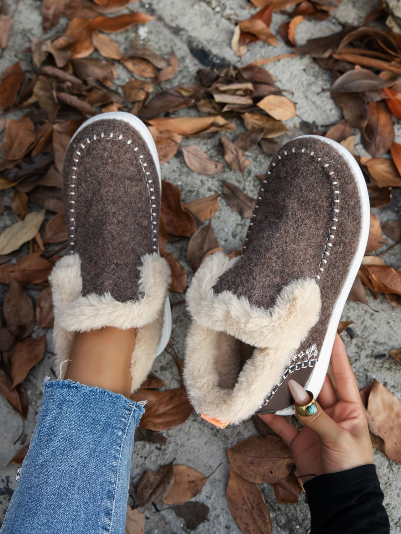 Furry Suede Round Toe Flat Sneakers - 7 Semicolon Couture