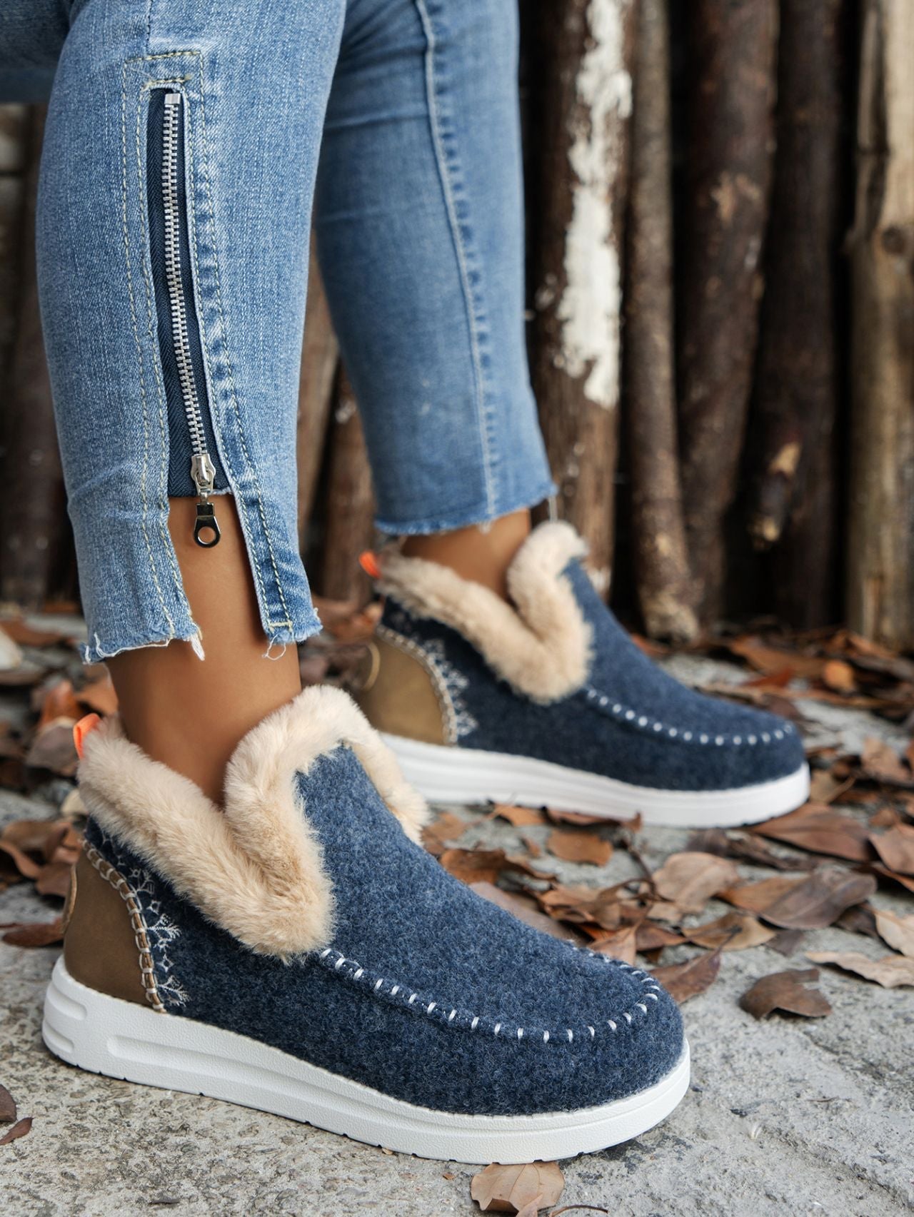 Furry Suede Round Toe Flat Sneakers - 7 Semicolon Couture