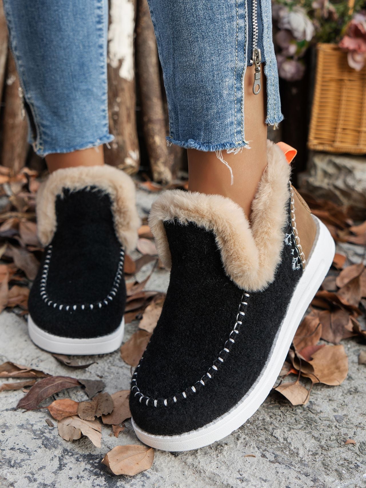 Furry Suede Round Toe Flat Sneakers - 7 Semicolon Couture