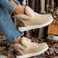 Furry Suede Round Toe Flat Sneakers - 7 Semicolon Couture