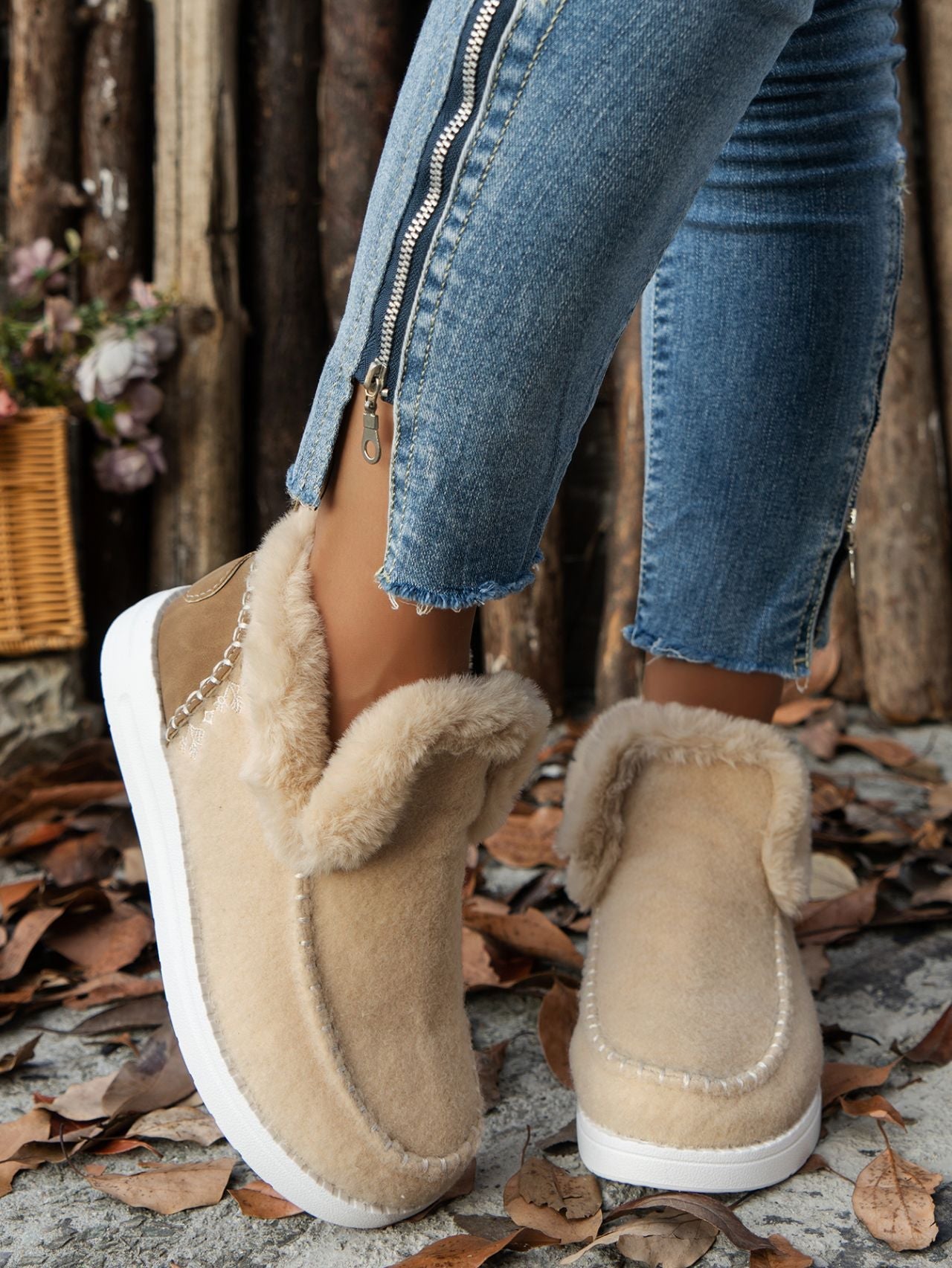 Furry Suede Round Toe Flat Sneakers - 7 Semicolon Couture