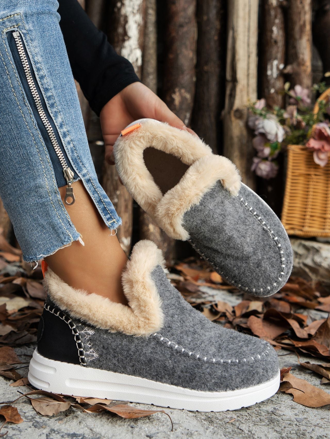 Furry Suede Round Toe Flat Sneakers - 7 Semicolon Couture