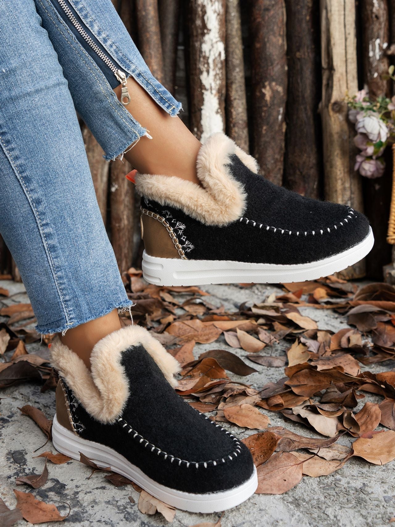 Furry Suede Round Toe Flat Sneakers - 7 Semicolon Couture