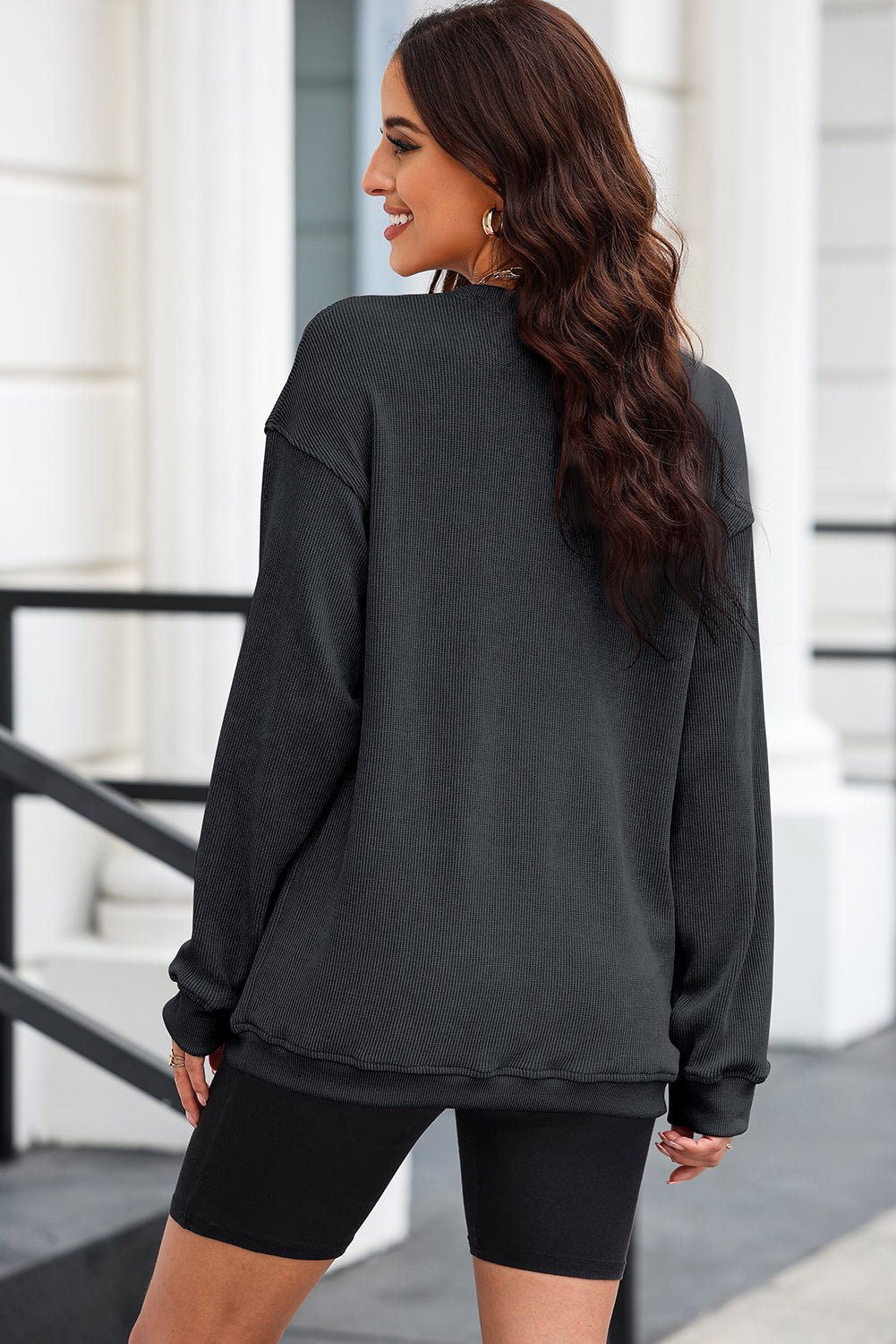 Heart Sequin Round Neck Sweatshirt - 7 Semicolon Couture