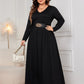 Honey Plus Size Cutout V - Neck Long Sleeve Maxi Dress - 7 Semicolon Couture